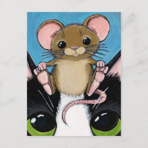 Cartão Postal Cartão-postal de gato e rato castanho