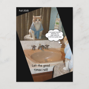 Cartão Postal Cartão-postal de gato engraçado para enviar amigos
