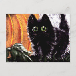 Cartão Postal Cartão-postal de Gato Negro de Halloween que Dat S