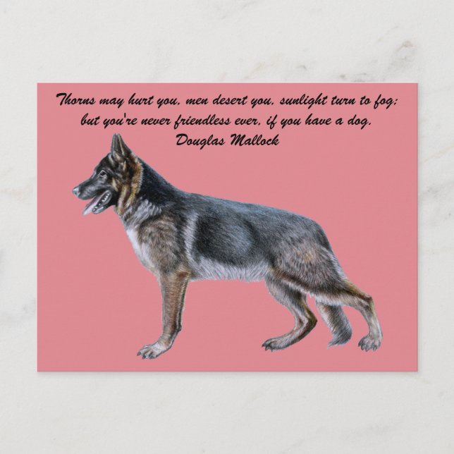 Cartão Postal Cartão-postal de German shepherd bonito com Poem (Frente)
