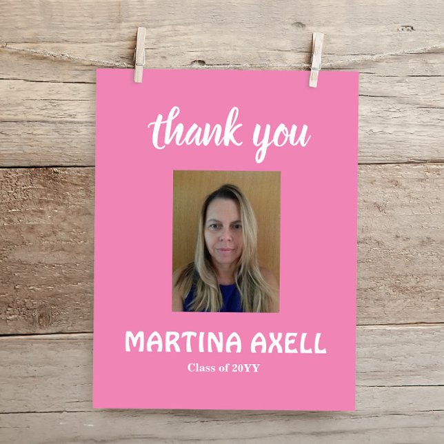 Cartão Postal Cartão-postal de Graduação Rosa Obrigado (Criador carregado)