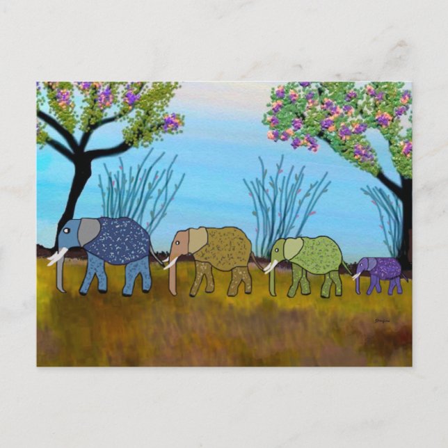 Cartão Postal Cartão-postal de habitat elefante (Frente)