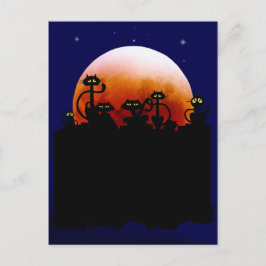 Cartão Postal Cartão-postal de Halloween e Gatinhos de lua de Ha