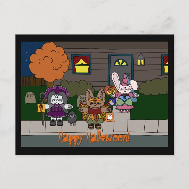 Cartão Postal Cartão-postal de Halloween Organizável com Minhoca (Frente)