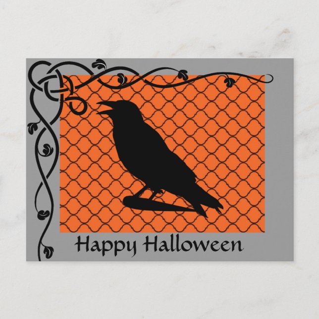 Cartão Postal Cartão-postal de Halloween Raven (Frente)