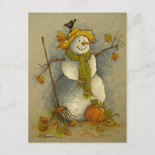 Cartão Postal Cartão-postal de Harvest Snowman 4878