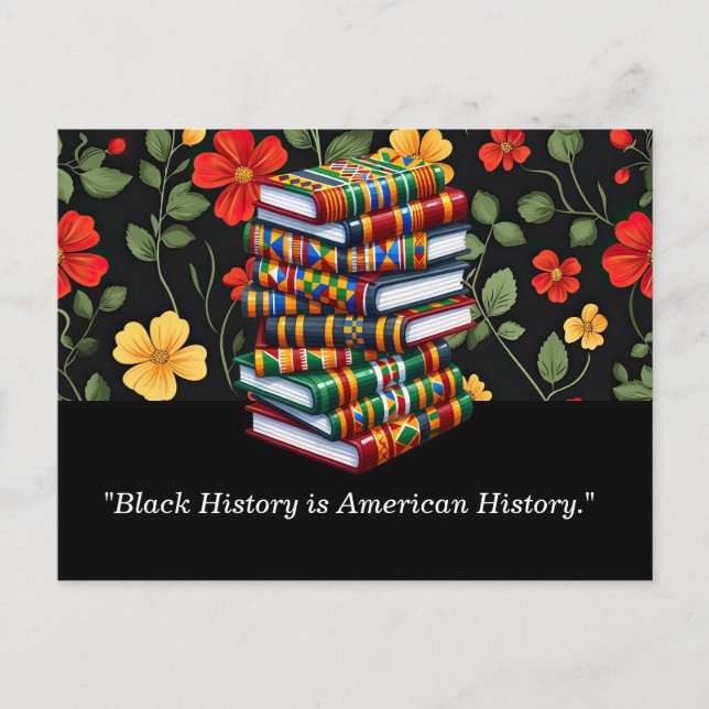 Cartão Postal Cartão-postal de Histórico Preto com Floral Vibran (Frente)