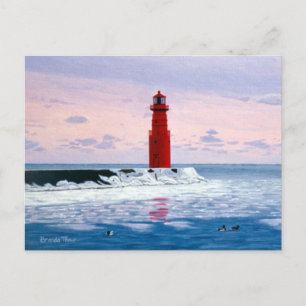 Cartão Postal Cartão-postal de Icy Waters Lighthouse