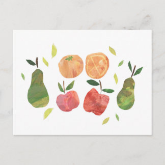 Cartão Postal Cartão-postal de Ilustração de Fruta de Colagem