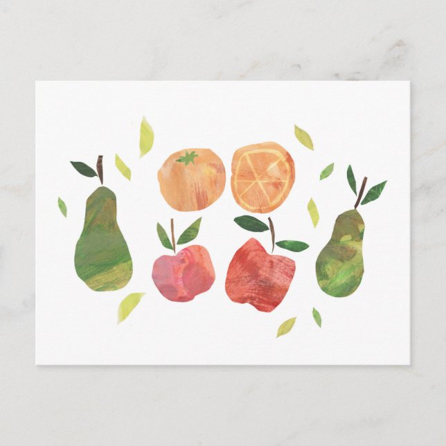 Cartão Postal Cartão-postal de Ilustração de Fruta de Colagem (Frente)