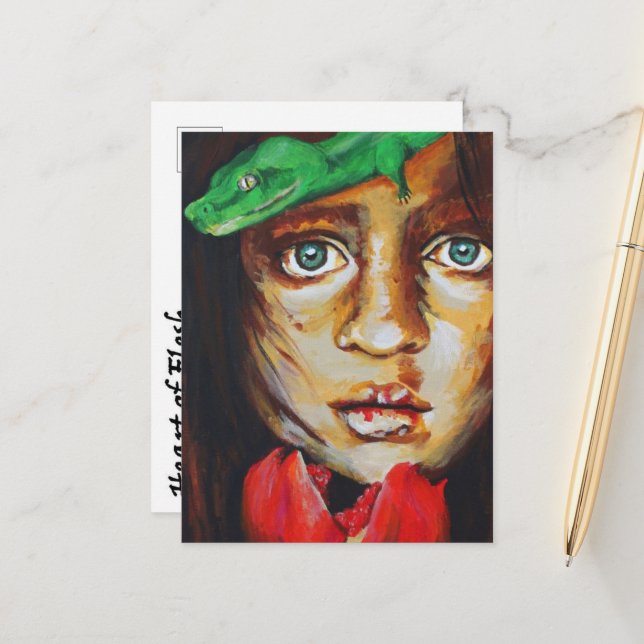 Cartão Postal Cartão-postal de Impressão de Arte - Eva e Serpent (Frente/Verso In Situ)