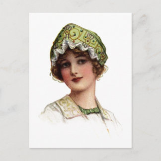 Cartão Postal Cartão-postal de Lady Bead e Bonnet de Lace