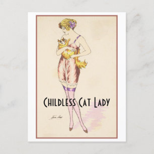 Cartão Postal Cartão-postal de Lady Vintage para gatos infantis