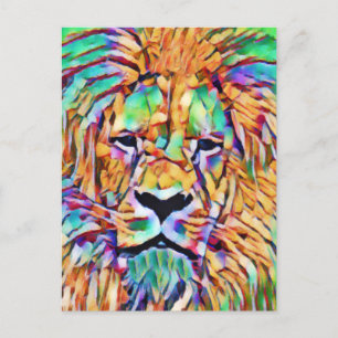 Cartão Postal Cartão-postal de leão - Arte vibrante
