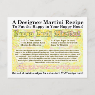 Cartão Postal Cartão-postal de Lemon Basil Martini