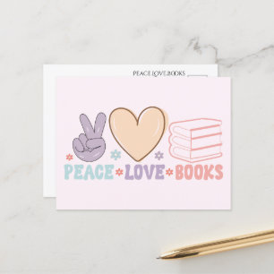 Cartão Postal Cartão-postal de Livros de Paz e Amor
