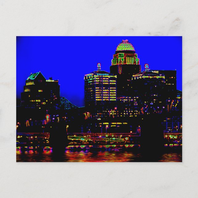 Cartão Postal Cartão-postal de Louisville Neon Skyline (Frente)
