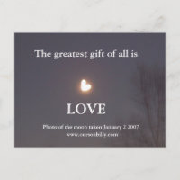 Cartão-postal de lua em forma de coração