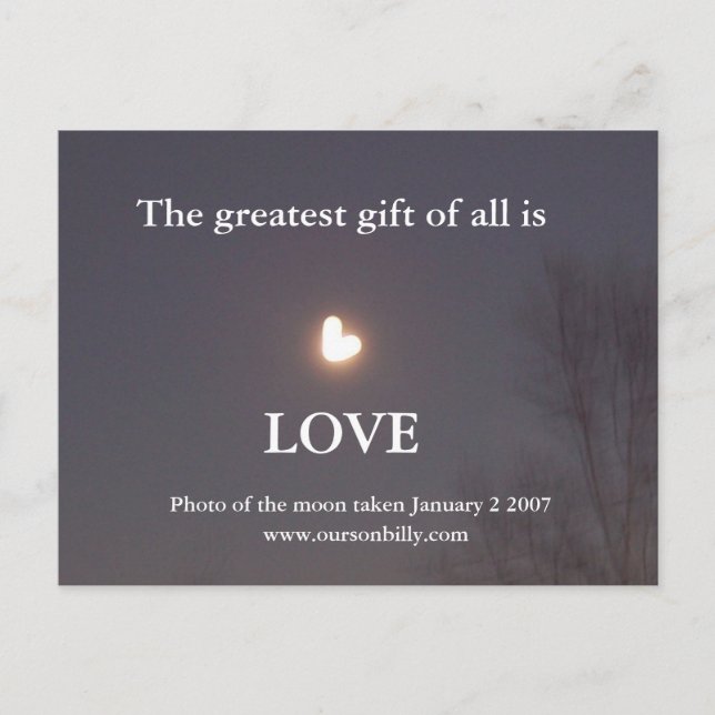 Cartão Postal Cartão-postal de lua em forma de coração (Frente)