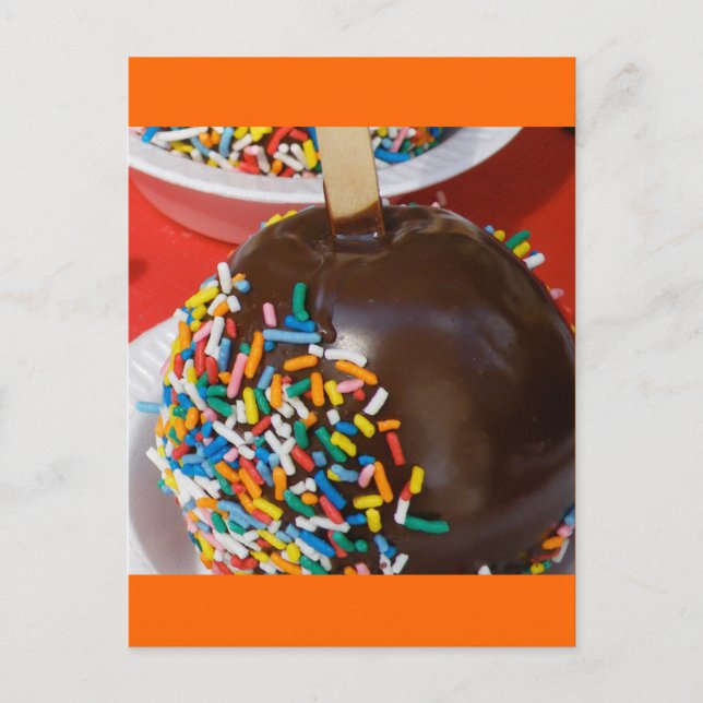 Cartão Postal Cartão-postal de maçã coberto de chocolate (Frente)