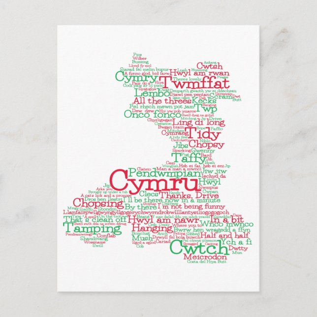Cartão Postal Cartão-postal de Mapa de Arte do Welsh Slang (Frente)