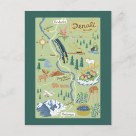 Cartão Postal Cartão-postal de Mapa do Borough Denali