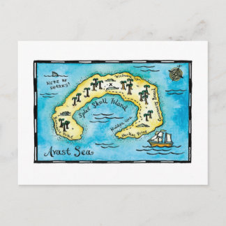 Cartão Postal Cartão-postal de Mapa do Tesouro da Ilha do Caveir