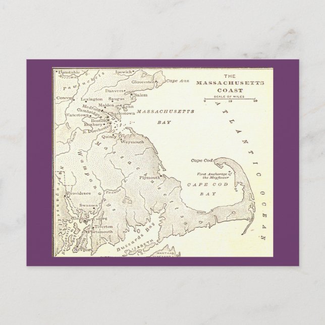 Cartão Postal Cartão-postal de Massachusetts antecipado (Frente)