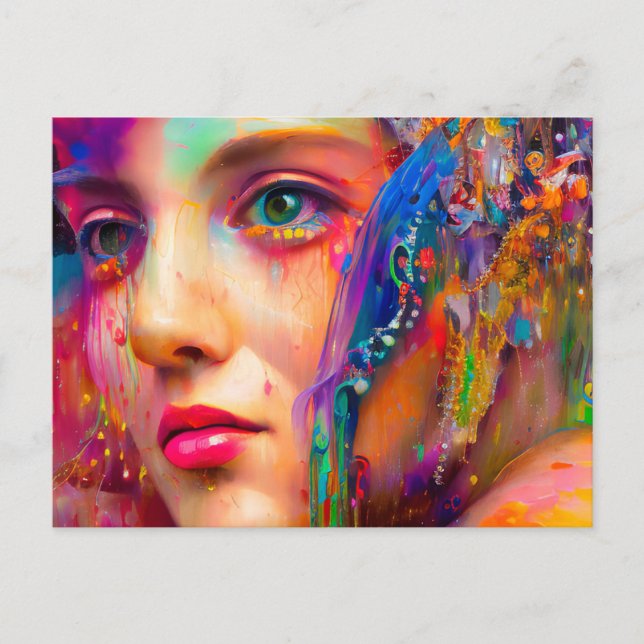 Cartão Postal Cartão-postal de mulher colorida (Frente)