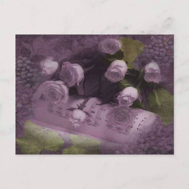 Cartão Postal Cartão-postal de música e Rosas (Frente)