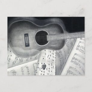 Cartão Postal Cartão-postal de música para guitarra e folha