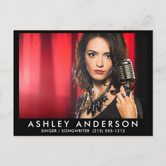 Cartão Postal Cartão-postal de músico cantor - Frente negra (Frente)