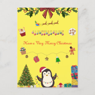 Cartão Postal Cartão-postal de Natal amarelo