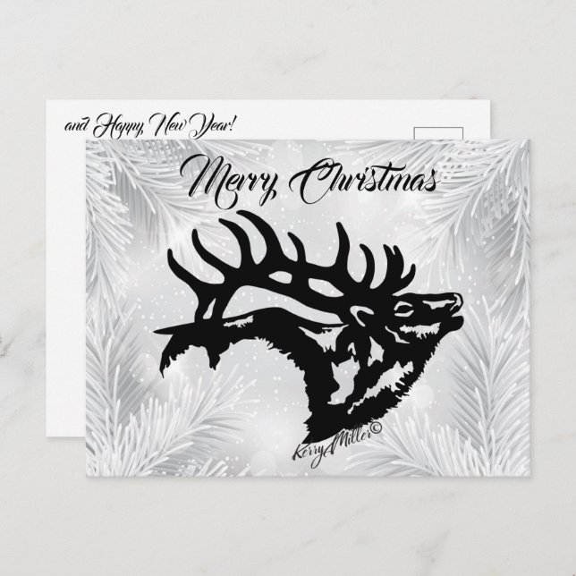 Cartão Postal Cartão-postal de Natal Bull Elk (Frente/Verso)