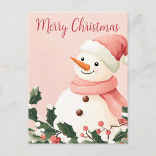 Cartão Postal Cartão-postal de Natal com bonitinho Snowman