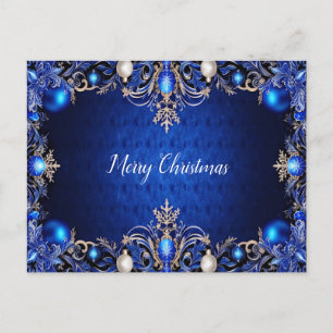 Cartão Postal Cartão-postal de Natal de Férias decorativas Azul