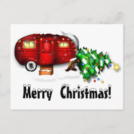 Cartão Postal Cartão-postal de Natal do Vintage Retro Red Camper