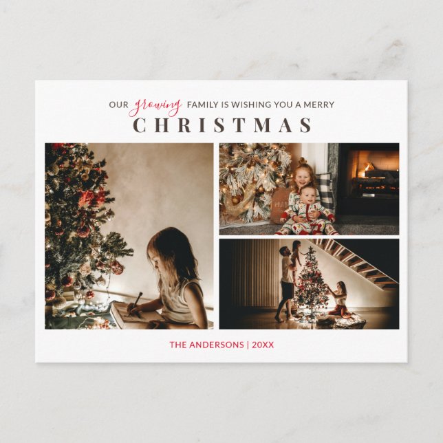 Cartão Postal Cartão-postal de Natal Feliz para a Família Cresce (Frente)