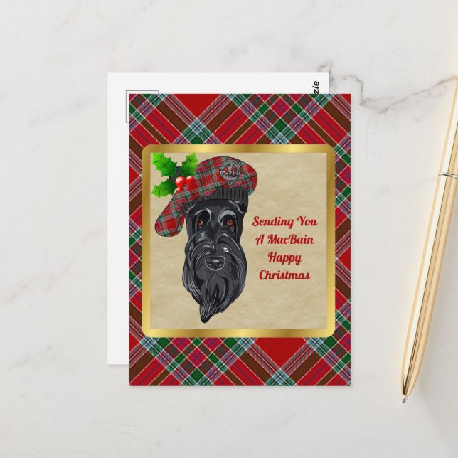 Cartão Postal Cartão-postal de Natal MacBain Clan e Tartan (Frente/Verso In Situ)