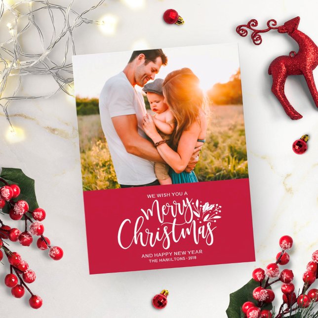 Cartão Postal Cartão-postal de Natal Vermelho da Família (Criador carregado)