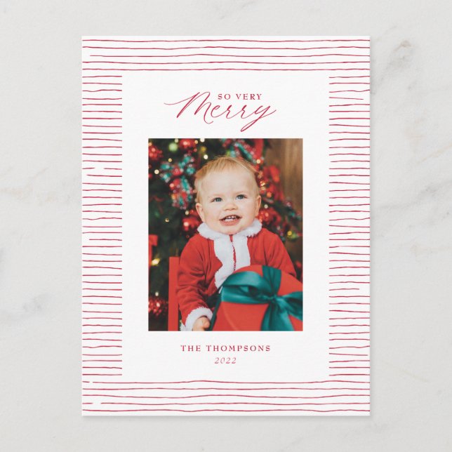 Cartão Postal Cartão-postal de Natal Vermelho, Tão Feliz (Frente)