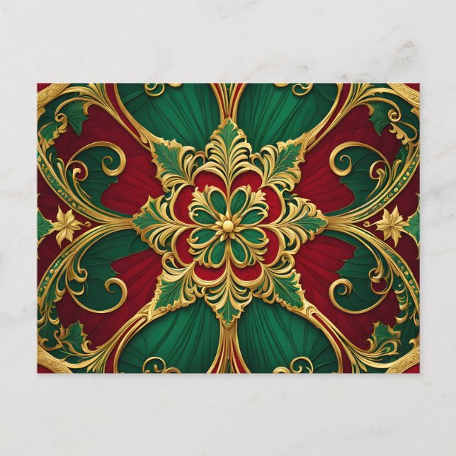 Cartão Postal Cartão-postal de Natal Vermelho Verde (Frente)