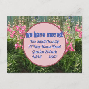 Cartão Postal Cartão-Postal de Novo Endereço com Flor Rosa Que