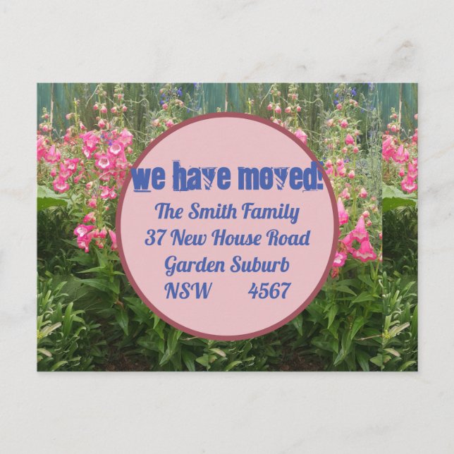 Cartão Postal Cartão-Postal de Novo Endereço com Flor Rosa Que E (Frente)