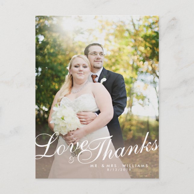 Cartão Postal Cartão-postal de Obrigados de Amor com Script Mode (Frente)