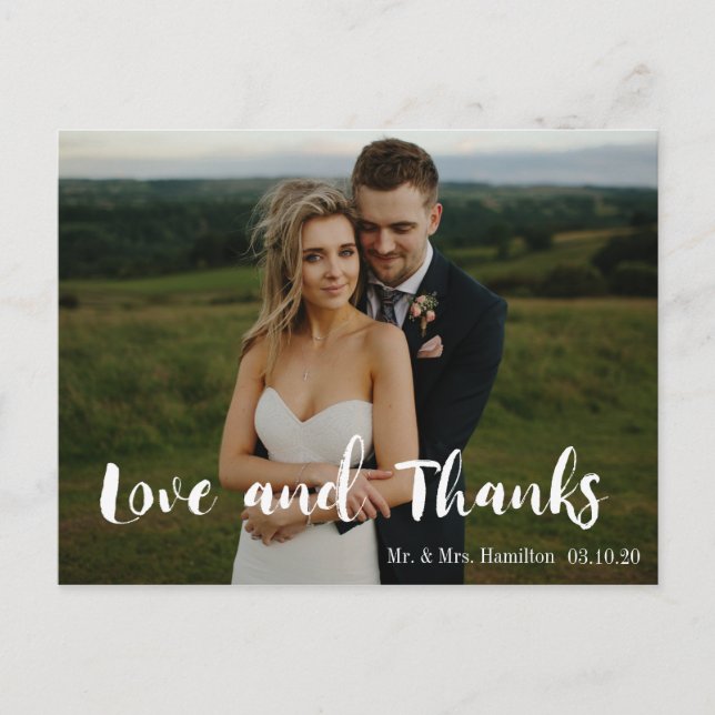 Cartão Postal Cartão-postal de Obrigados e Amor com Foto Script  (Frente)