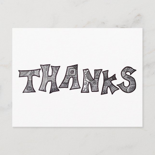 Cartão Postal Cartão-postal de obrigados em preto-e-branco (Frente)