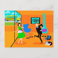 Cartão-postal de Parceiros Retro Feliz