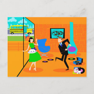 Cartão Postal Cartão-postal de Parceiros Retro Feliz