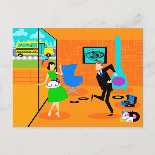 Cartão Postal Cartão-postal de Parceiros Retro Feliz (Frente)